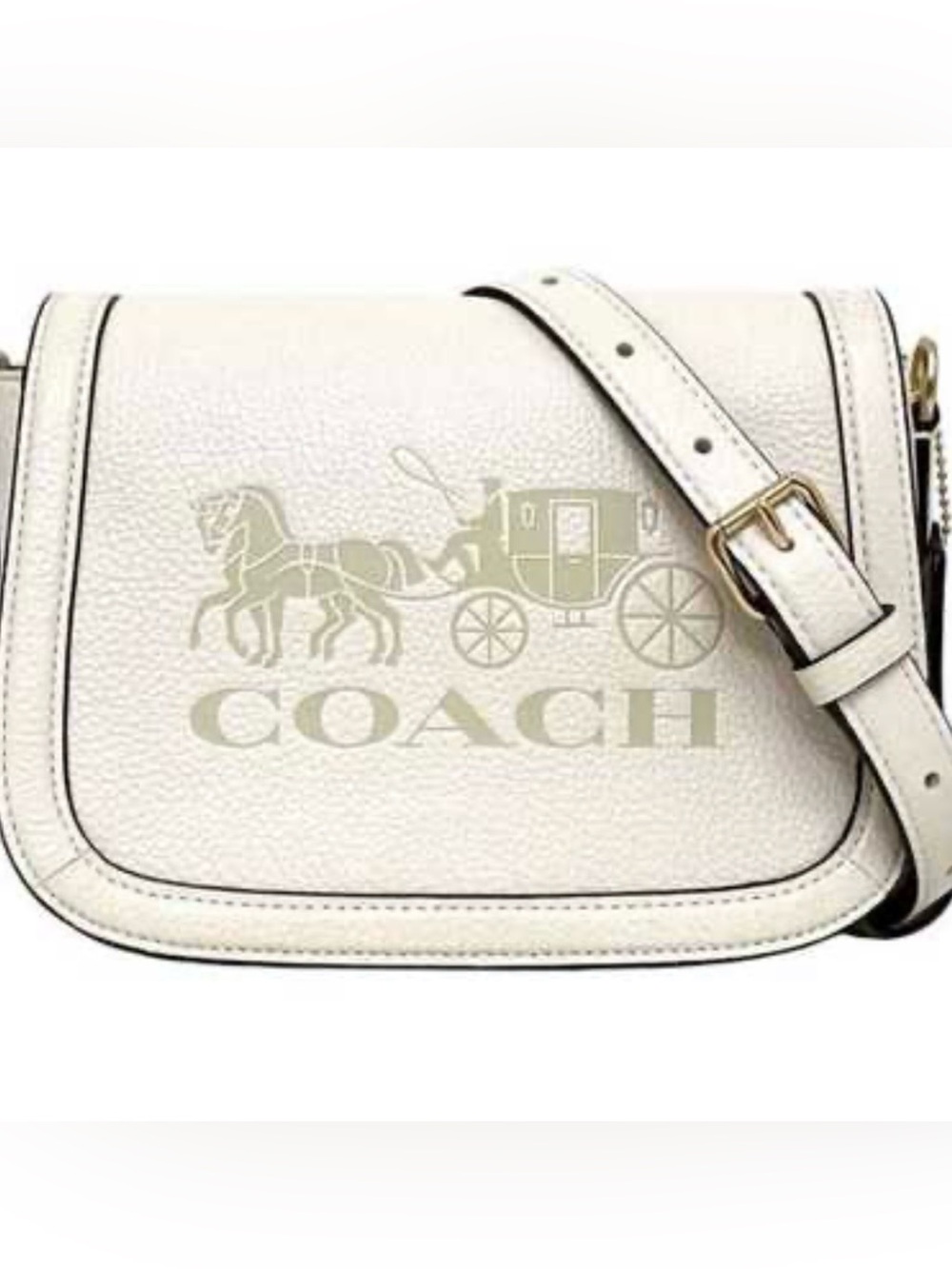 NWOT 100% Auth COACH Cream White Leather Horse & Carriage Crossbody Bag